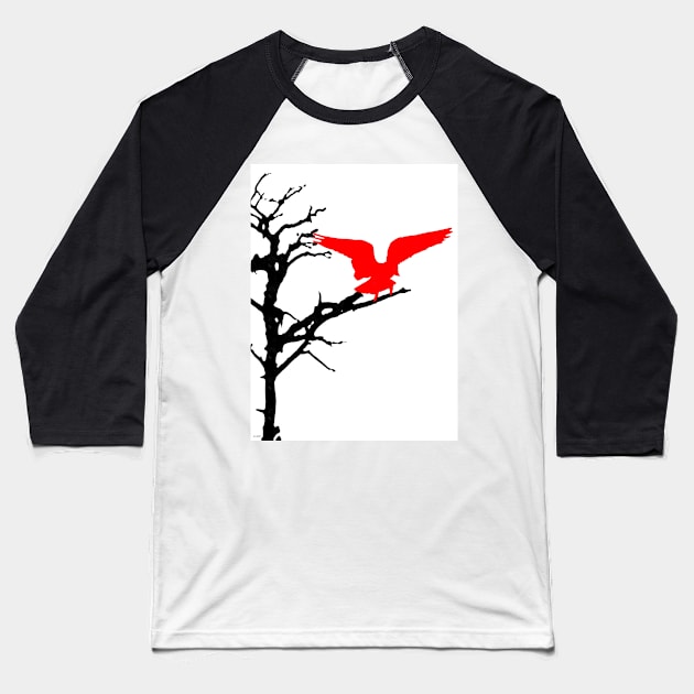 Red Bird Flying Baseball T-Shirt by danieljanda